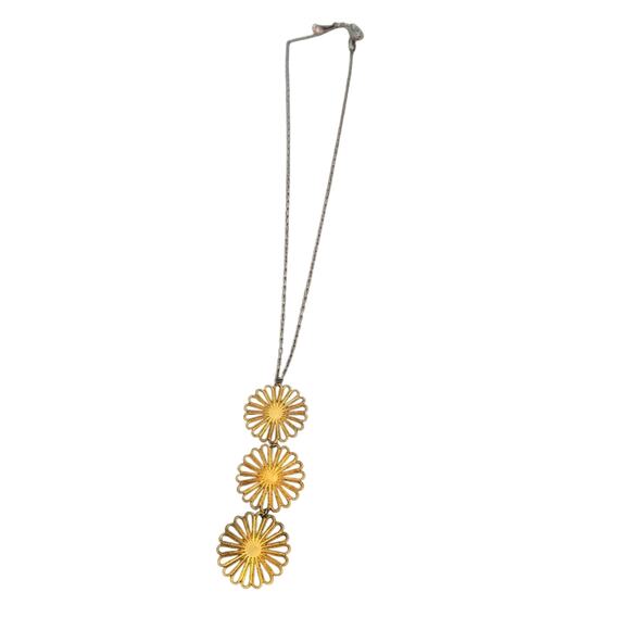 Sabika Long Two Tone Gold flower Pendant Necklace Summer 2019 - Picture 4 of 10